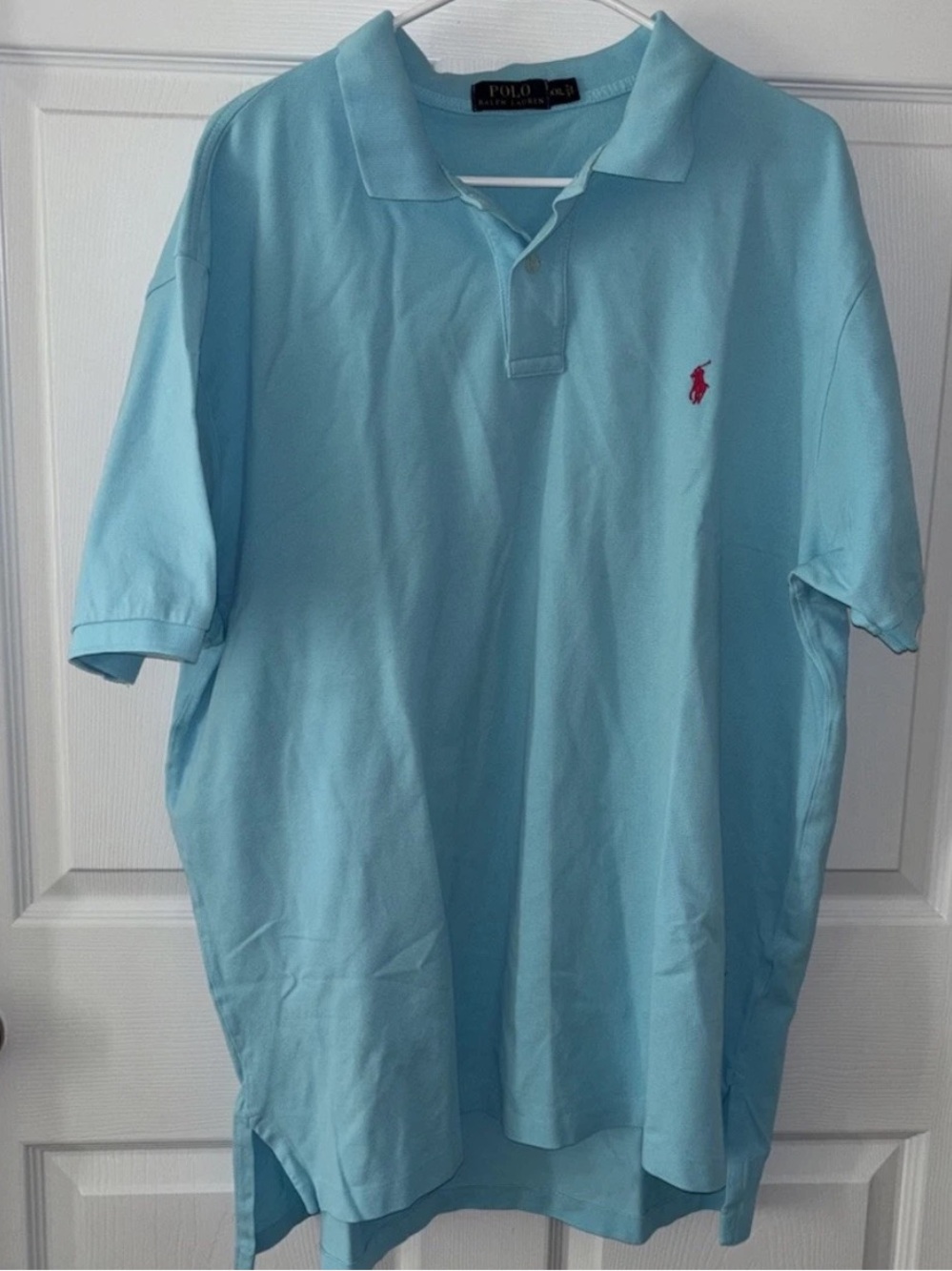 Polo by Ralph Lauren Men's Sky Blue Polo with Red Pony